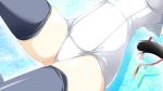  animal_ears cat_tail head_out_of_frame highres kamiya_tomoe one-piece_swimsuit original school_swimsuit solo swimsuit tail thigh-highs thighhighs white_school_swimsuit 