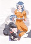  blood blue_eyes blue_hair boots ciel ghost green_eyes habit mother torn_clothes tsukihime type-moon 