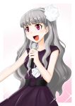  flower hair_flower hair_ornament idolmaster jewelry microphone necklace open_mouth shijou_takane smile sugar_(artist) 