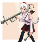  animal_ears detached_sleeves gun hat inubashiri_momiji kcme knife panzerschreck red_eyes rifle rocket_launcher short_hair silver_hair solo tail thigh-highs thighhighs tokin_hat touhou weapon wolf_ears wolf_tail 
