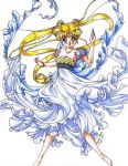  bishoujo_senshi_sailor_moon blonde_hair blue_eyes dress princess_serenity skirt twintails wind 