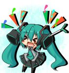  &gt;_&lt; aokichi aqua_hair blush_stickers chibi closed_eyes detached_sleeves eyes_closed hatsune_miku long_hair necktie open_mouth skirt sleeves_past_wrists solo spring_onion thigh-highs thighhighs twintails very_long_hair vocaloid 