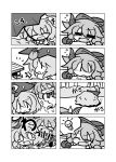  /\/\/\ 4koma :d =_= ^_^ bow bush closed_eyes comic fang gourd hair_bow hiding horns ibuki_suika karakasa_obake lightbulb monochrome multiple_4koma o_o open_mouth silent_comic smile surprised sweatdrop tatara_kogasa tears touhou umbrella yanagi_(artist) yanagi_(nurikoboshi) |_| 