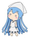  blue_hair blush chibi dress ikamusume o_o shinryaku!_ikamusume tentacle_hair 