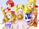  5girls ace_wo_nerae breasts candy_candy cleavage cutey_honey cutie_honey cutie_honey_(character) esu_wo_nerae! kisaragi_honey multiple_girls old_school oldschool oscar_francois_de_jarjayes pink_hair ryuzaki_reika versailles_no_bara 