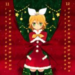  blonde_hair calendar christmas christmas_tree green_eyes kagamine_rin miyu_(matsunohara) thigh-highs thighhighs vocaloid 