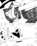  comic crossover hakurei_reimu hamburglar kicking mcdonald&#039;s mcdonald's monochrome touhou translated translation_request yaza 