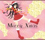  boots brown_eyes hat highres long_hair mokkei santa_costume santa_hat shakugan_no_shana shana wand 