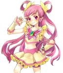  cure_dream long_hair magical_girl midriff pink pink_eyes pink_hair precure saikachi shorts_under_skirt solo victory_pose white_background yes!_precure_5 yumehara_nozomi 