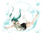  aqua_eyes aqua_hair barefoot bubble dolly hatsune_miku hatsune_miku_(append) long_hair miku_append solo twintails underwater vocaloid vocaloid_append 