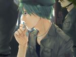  beret dog_tags flippy green_hair happy_tree_friends hat male military military_uniform rokkotumarumie short_hair uniform 