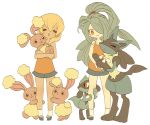  blonde_hair blue_hair buneary guilty hair_over_one_eye inazuma_eleven inazuma_eleven_(series) kazemaru_ichirouta lucario miyasaka_ryou multiple_boys pokemon riolu trap 