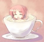  animal_ears blush_stickers boxinhev chibi closed_eyes cup girl_in_a_cup in_container in_cup minigirl mystia_lorelei nude open_mouth pink_hair short_hair solo touhou wings 