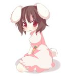  animal_ears brown_hair bunny_ears bunny_tail carrot inaba_tewi red_eyes short_hair sitting solo tail tears touhou 