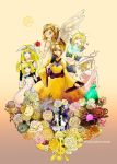  apple bird blonde_hair flower food fruit gekokujou_(vocaloid) green_rose hat himitsu_~kuro_no_chikai~_(vocaloid) kagamine_rin kokoro_(vocaloid) multiple_persona orange_rose pink_rose red_rose rose roshin_yuukai_(vocaloid) songover spider vocaloid white_rose wings yellow_rose 