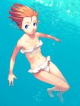  barefoot bikini blue_eyes brown_hair copyright_request face flat_chest red_hair short_hair solo swimsuit underwater wang-pac wangpac 