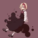  arms_behind_back blonde_hair darkness epurasu loafers pantyhose rumia shoes short_hair side solo the_embodiment_of_scarlet_devil touhou white_legwear youkai 