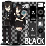  black black_hair couple glasses ipod long_hair thigh-highs 