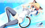  animal_ears blonde_hair blue_eyes catgirl kamiya_tomoe original school_swimsuit short_hair swimsuit tail thigh-highs thighhighs 