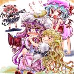  &gt;:3 :o annoyed ascot bat_wings blonde_hair blue_hair blush book camera chibi crescent demon_tail fang hat head_wings kirisame_marisa koakuma lowres nanashii_(soregasisan) no_hat no_headwear patchouli_knowledge purple_eyes purple_hair red_eyes red_hair remilia_scarlet sleeping tail the_embodiment_of_scarlet_devil touhou tripod wings 