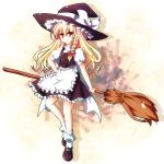  absurdres bad_id blonde_hair bow braid broom fuupu hair_bow hat highres kirisame_marisa long_hair solo touhou witch witch_hat yellow_eyes 