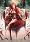  bird christmas copyright_request fantasy highres long_hair minusion moon sitting solo 