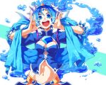  blue_hair breasts cleavage demon_girl kyousaku midriff mygrimoire navel open_mouth original solo vepar_(mygrimoire) 
