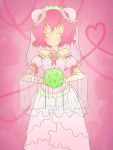  closed_eyes double_bun flower heart ibara_kasen pink_hair short_hair smile suikasen touhou wedding_dress 