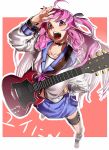  bad_id guitar hand_on_hip highres hips instrument kichigai long_hair open_mouth pink_eyes pink_hair yui_(angel_beats!) 