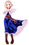  alice_margatroid blonde_hair blue_eyes blush boots capelet hairband hands_together short_hair solo takara_akihito touhou 