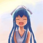  blue_hair closed_eyes dress eyes_closed hat ikamusume long_hair milent shinryaku!_ikamusume solo tentacle_hair 