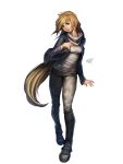  blond_hair blonde_hair blue_eyes brown_hair copyright_request highres jacket lips long_hair pants saejin_oh shoes simple_background solo very_long_hair 