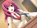  blue_eyes futsu_janai game_cg microphone necktie red_hair redhead sakurazaki_kotoko seifuku tie 