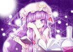  crescent crescent_moon hat highres long_hair patchouli_knowledge purple_eyes purple_hair solo toor_0111 touhou violet_eyes 