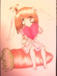  brown_eyes brown_hair bunny_ears carrot futami_ami heart idolmaster_2 short_hair side_ponytail suikasen 