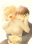  1girl arcueid_brunestud couple happy hug hug_from_behind nichiru smile toono_shiki tsukihime type-moon 