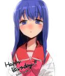  blue_eyes blue_hair face happy_birthday kurusugawa_ayaka long_hair school_uniform serafuku to_heart 