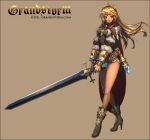  belt blonde_hair boots crown fantasy long_hair original solo sword weapon zerohours 