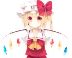  ascot blonde_hair bow flandre_scarlet hat hat_bow mii0617 red_eyes short_hair side_ponytail smile solo touhou wings 