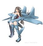  brown_hair long_hair mecha_musume military nano original personification propeller simple_background sm-27_machete solo sword weapon 