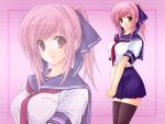  blush miniskirt pink_eyes pink_hair school_uniform seifuku serafuku short_hair skirt solo temptation temptation_h temptation_naked thigh-highs thighhighs wallpaper zettai_ryouiki zoom_layer 