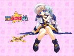  blue_eyes blue_hair blush brown_hair chibi fate_testarossa fingerless_gloves gloves hat hug mahou_shoujo_lyrical_nanoha mahou_shoujo_lyrical_nanoha_a&#039;s mahou_shoujo_lyrical_nanoha_a's mahou_shoujo_lyrical_nanoha_strikers open_mouth panties pantyshot pantyshot_sitting raising_heart reinforce_zwei schwertkreuz sitting staff takamachi_nanoha thighhighs tsurusaki_takahiro underwear wallpaper white_panties yagami_hayate 