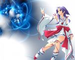  forehead_mark fractal green_eyes japanese_clothes magical_girl miko purple_hair wallpaper zoids zoids_infinity 