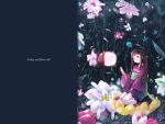  flower hair_ornament hairclip highres japanese_clothes nature thighhighs wallpaper 