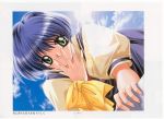  artbook blue_hair green_eyes highres kirishima_kano scan school_uniform 