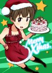  brown_hair c c_(neta) cake christmas dress food hat hirasawa_ui k-on! merry_christmas nakano_azusa santa_hat short_hair suzuki_jun twintails umakatsuhai 