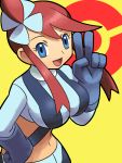  bm03 breasts fuuro_(pokemon) gloves hair_ornament midriff navel pokemon pokemon_(game) pokemon_black_and_white pokemon_bw red_hair redhead v 