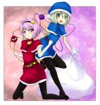  2girls hat komeiji_koishi komeiji_satori multiple_girls pantyhose sack santa_costume santa_hat siblings sisters touhou yarareimu 