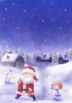  beard blush_stickers child christmas facial_hair gift hat hinata_yuu house original santa_claus santa_hat shovel snow snowman tree worktool 