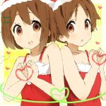  brown_hair face hat heart heart_hands hirasawa_ui hirasawa_yui k-on! nasuna ponytail santa_costume santa_hat short_hair siblings sisters 